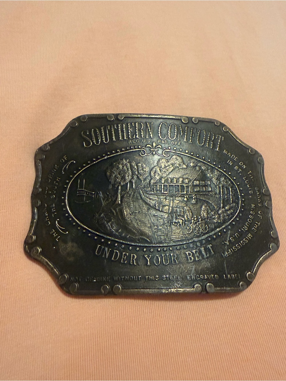 Vintage 1970’s Southern Comfort (Under Your Belt) Belt Buckle + A GIFT 🎁